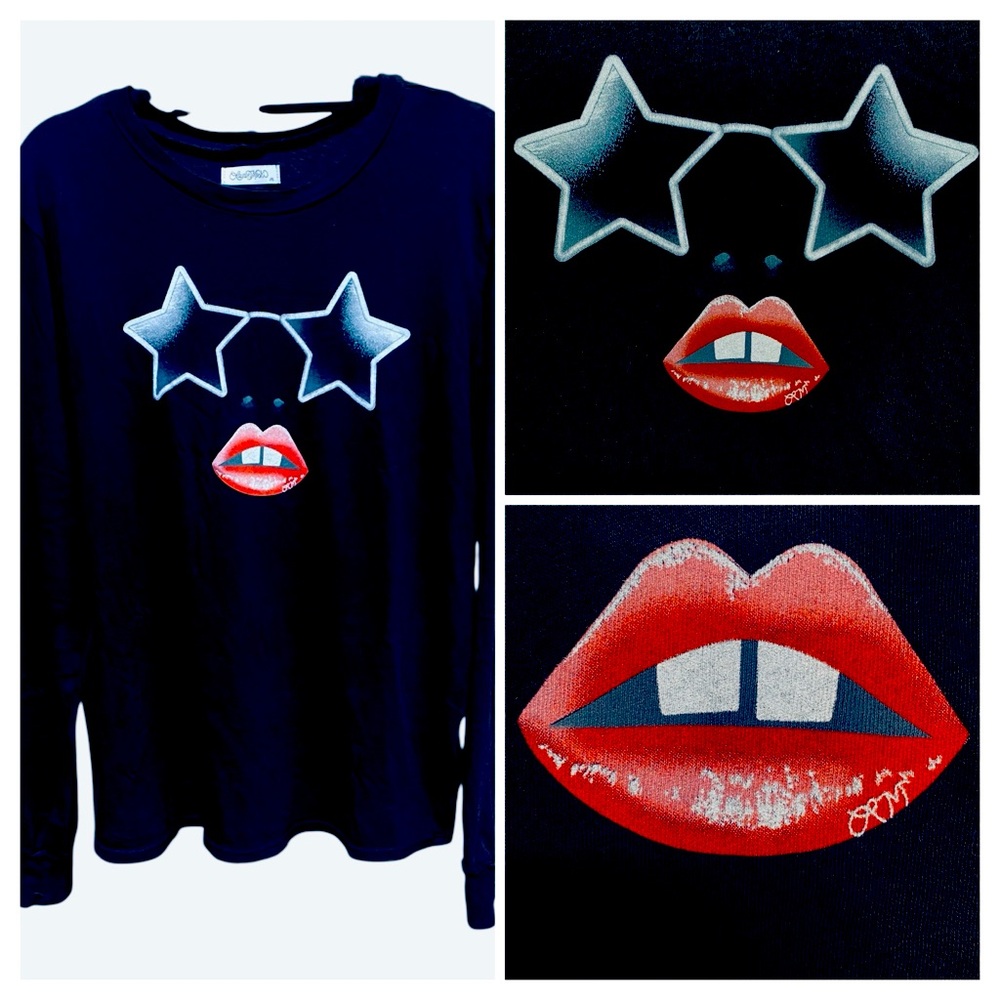 NEW LAUREN MOSHI GLAM FACE TEE